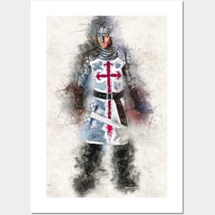 Knights Templar Warrior The crusader Watercolor Historic Fine Art Posters and Art